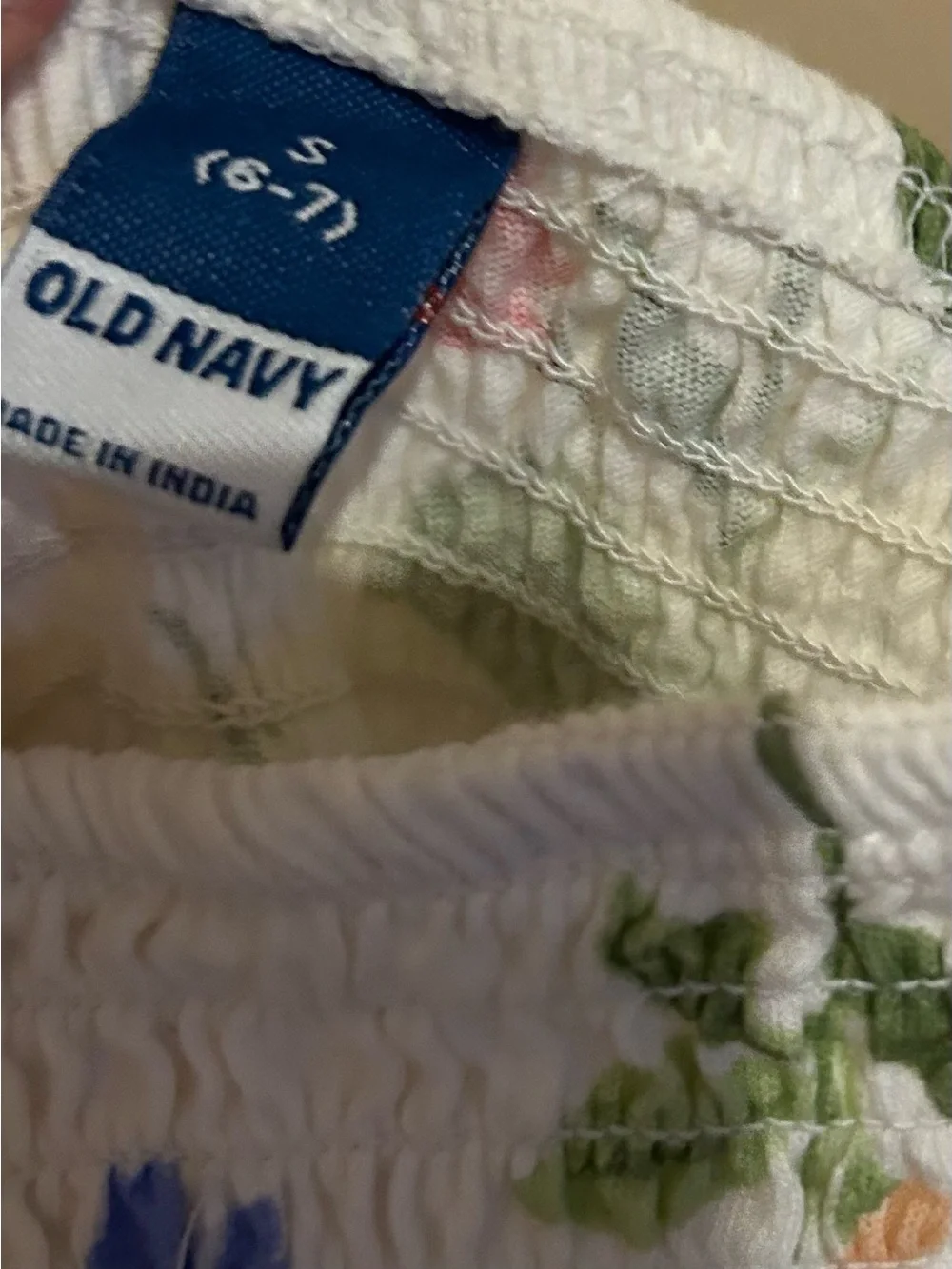 Old Navy White Floral Dress with Red & Blue Blooms